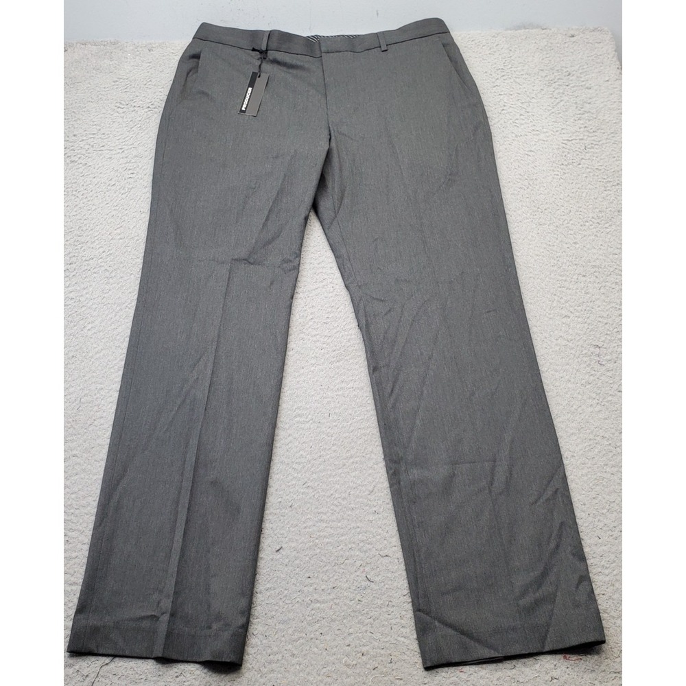 Express Producer Dress Pants Mens 36x32 Gray Stretch Formal Oxford Straight Leg